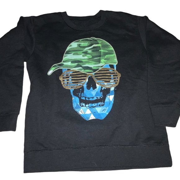 Boys Graphic Long Sleeve Pull Over Sweat Shirt- Size Med Camo Skeleton - Picture 1 of 4